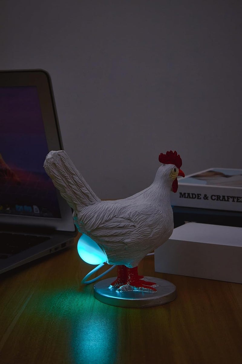 BooLai Upgraded Chicken Egg Lamp, Chicken Lamp, 16 Colors Change with Remote Control, 3D Resin Chicken Night Light with USB, Color Gift Box, Easter Birthday Gift for Friends (D) - Image 4